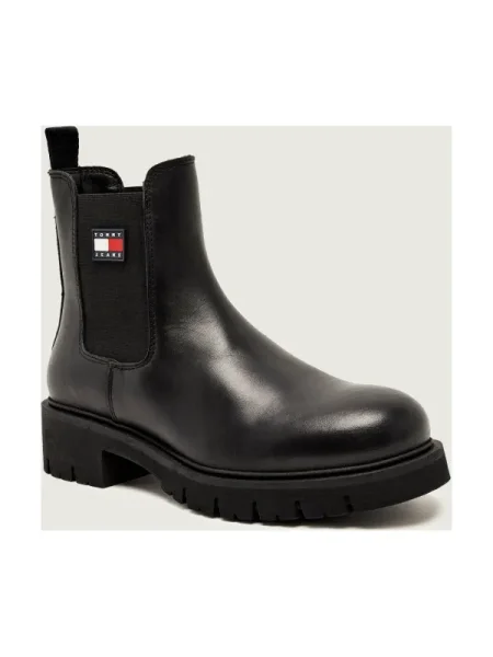 Tommy Jeans De piele ghete chelsea negru