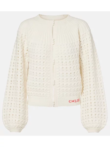 Cardigan Chloé de lână alb