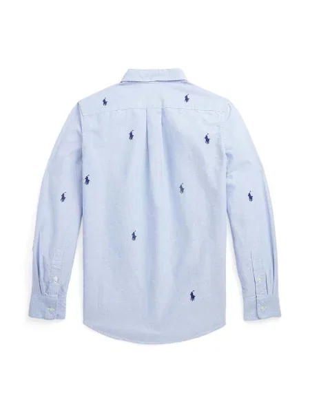 Haftowane polo Ralph Lauren z twillu niebieskie
