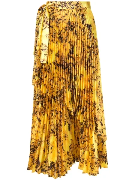 Fusta plisata Richard Quinn cu model floral plisată galben