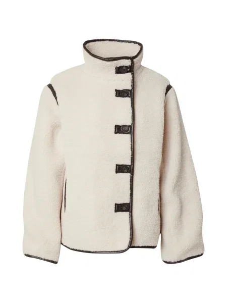 PIECES Geacă de iarnă PCAUGUSTA maro închis / lână alb