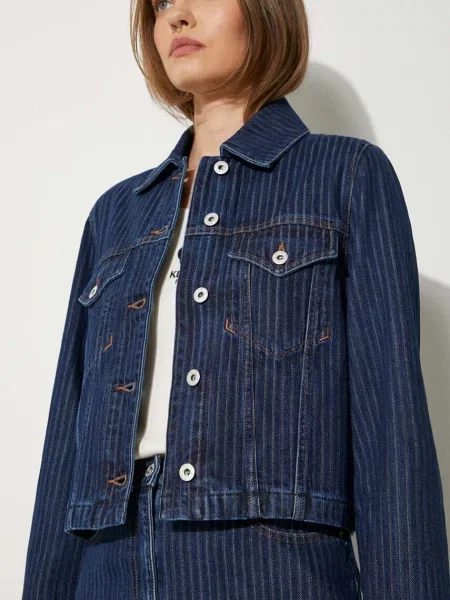 Rifľová bunda Kenzo Trucker Jacket Stripped modrá