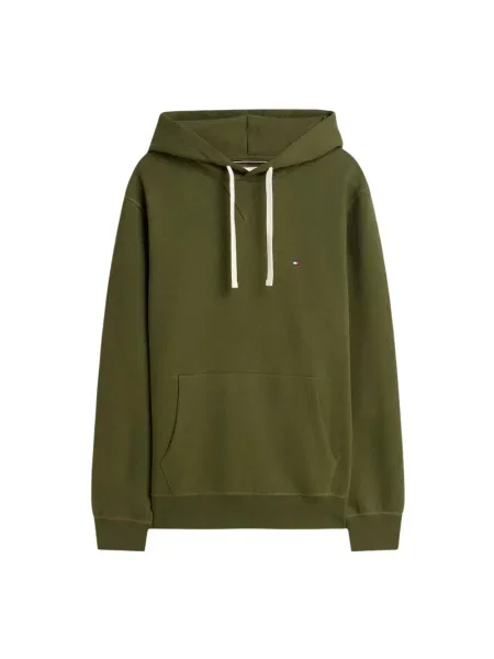 Dzianinowa bluza z kapturem Tommy Hilfiger z kapturem klasyczna zielona