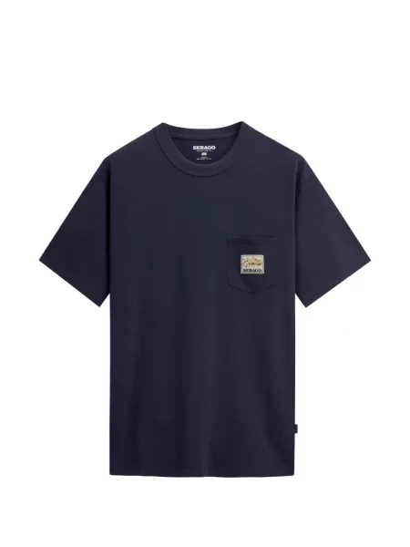 Tricou Sebago cu buzunare aplicate cu autograf albastru