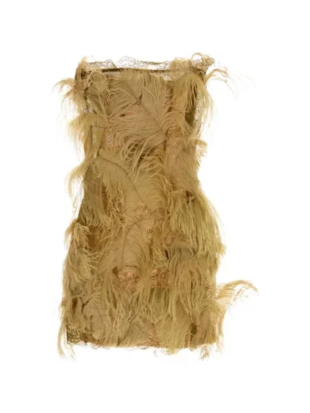 Rochie The Attico cu pene din dantelă