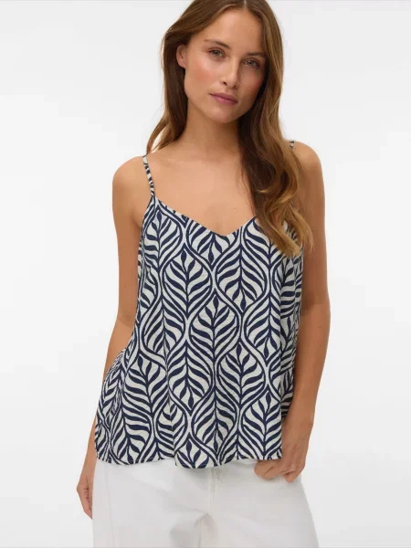 VERO MODA Top VMJosie albastru marin alb