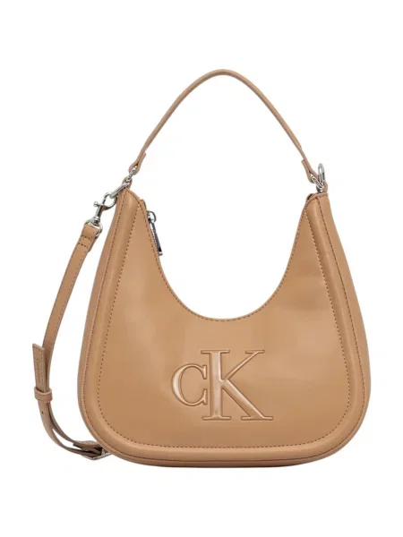 Kabelka Calvin Klein Bold Ck Small Crescent béžová