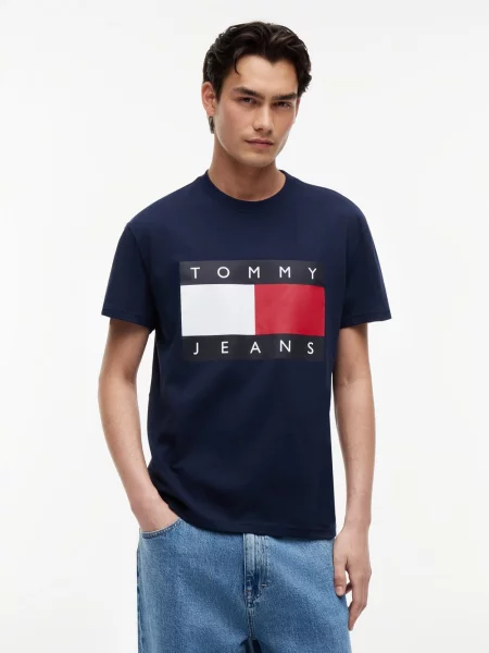 Koszulka Tommy Jeans z nadrukiem niebieska