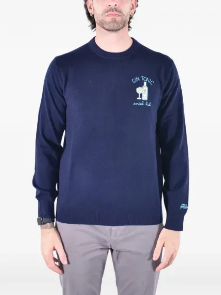 Sweter Mc2 Saint Barth z okrągłym dekoltem niebieski