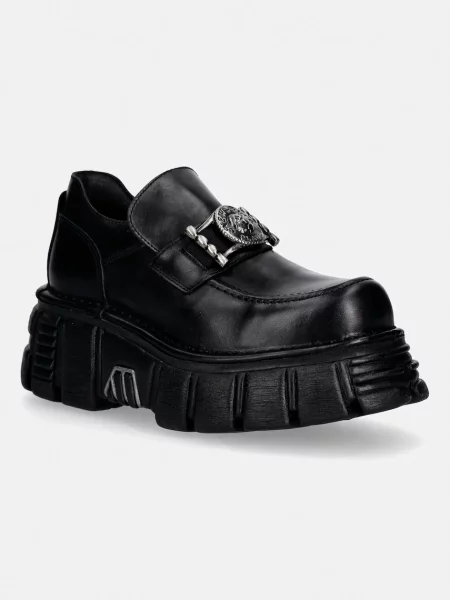 New Rock mocasini de piele CRUST NEGRO TOWER NEGRO LATERAL negru