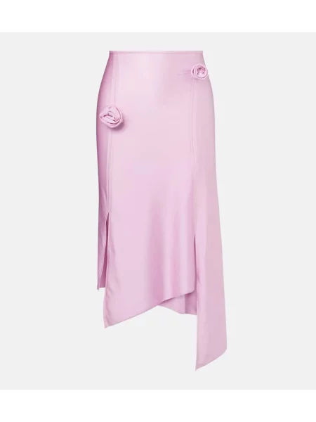 Fustă midi Coperni din satin cu model floral până la genunchi roz