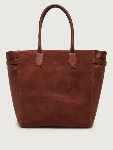 Guess Geantă shopper ANITHA | piele întoarsă maro