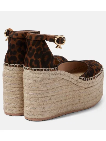 Espadrile Gianvito Rossi din piele de căprioară cu imagine cu model leopard