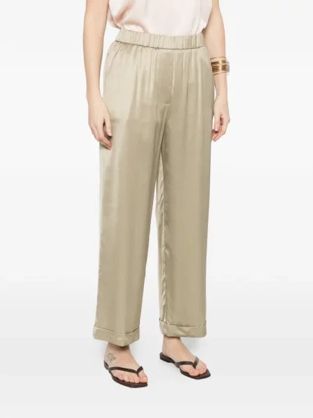 Pantaloni Peserico din satin verde