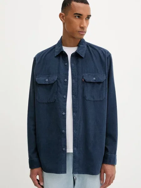 Levi's cămașă din velur bleumarin cu guler clasic regular
