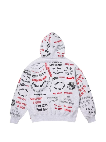 Hanorac cu glugă Supreme cu imagine gri