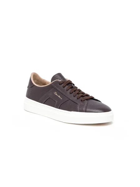 Sneakersy Santoni skórzane brązowe