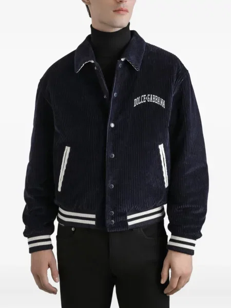 Geacă Dolce & Gabbana de catifea cord albastru