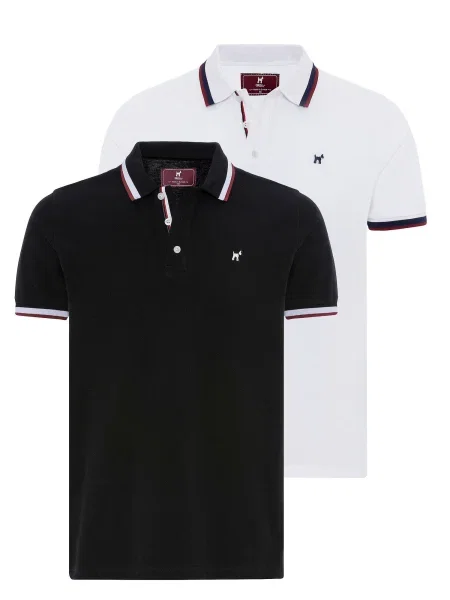 Williot Tričko marine modrá / vínově červená / černá bílá