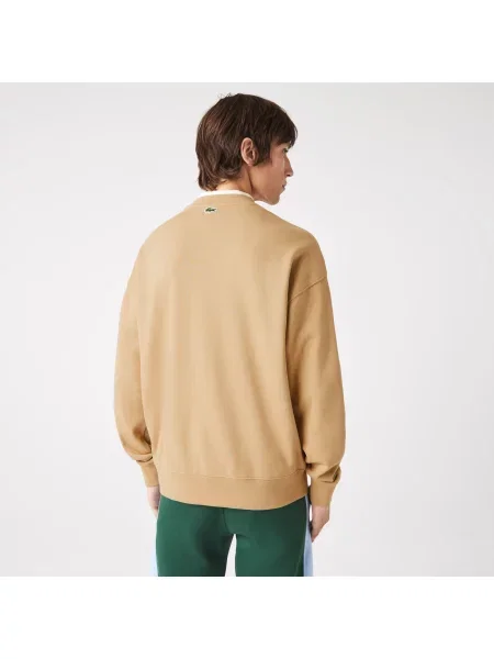 Lacoste Bluza O Luźnym Kroju Z Nadrukiem Monogramu Marki Lacoste beżowa