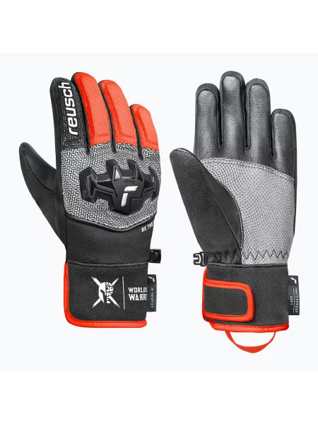 Mănuși de schi pentru copii Reusch Worldcup Warrior R-Tex XT Junior black/silver/fluo red negru