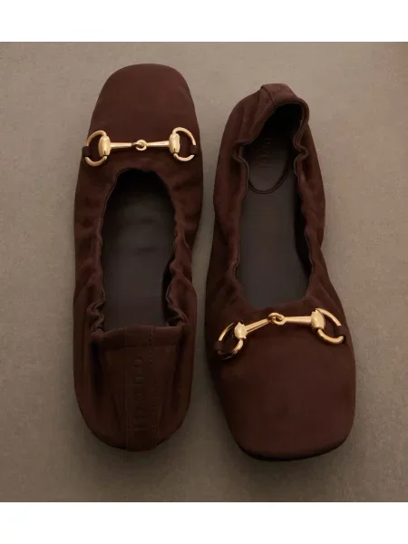 Balerini Gucci din piele maro