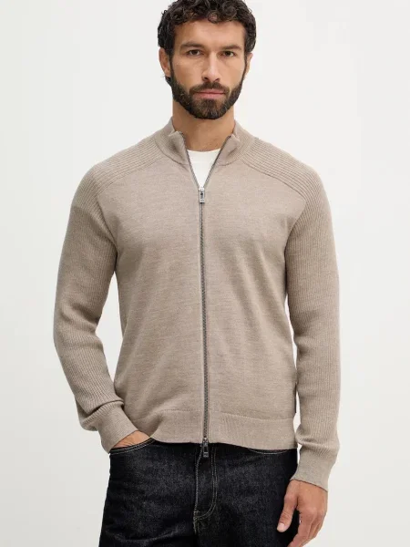 Armani Exchange cardigan din amestec de lână maro