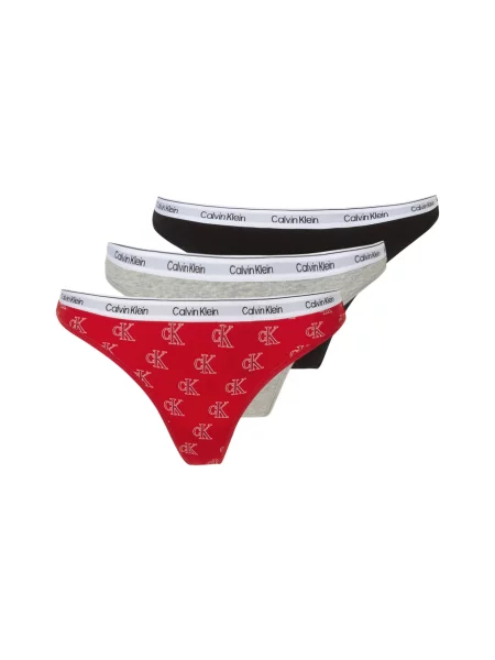 Calvin Klein Underwear Tanga šedý melír / červená / černá bílá