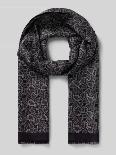 Szalik z czystego jedwabiu z wzorem paisley Roeckl czarna