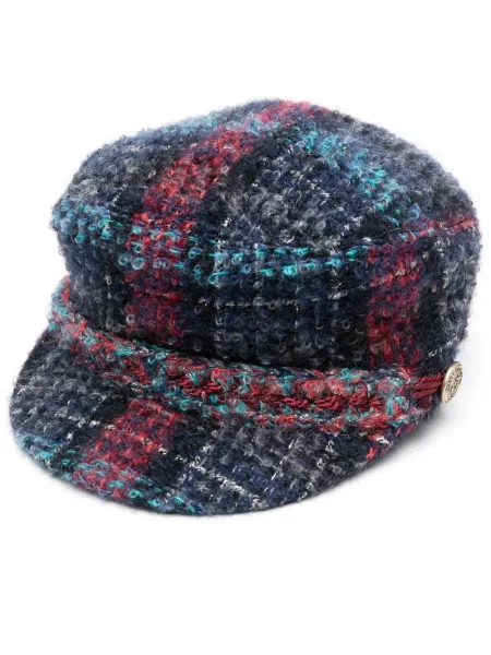 Tvídová kšiltovka Chanel Pre-owned modrá
