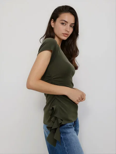 Reserved Блузка асиметрична коричневувато-зелений зелена