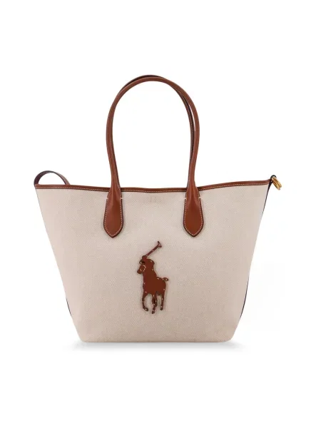 Torebka skórzana Polo Ralph Lauren skórzana beżowa