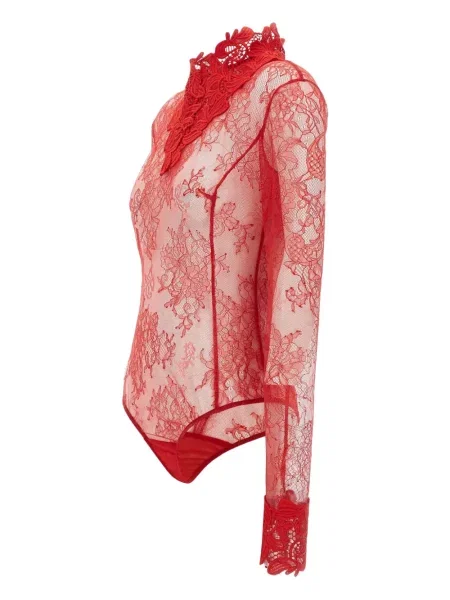 Body Blumarine cu model floral din dantelă roșu