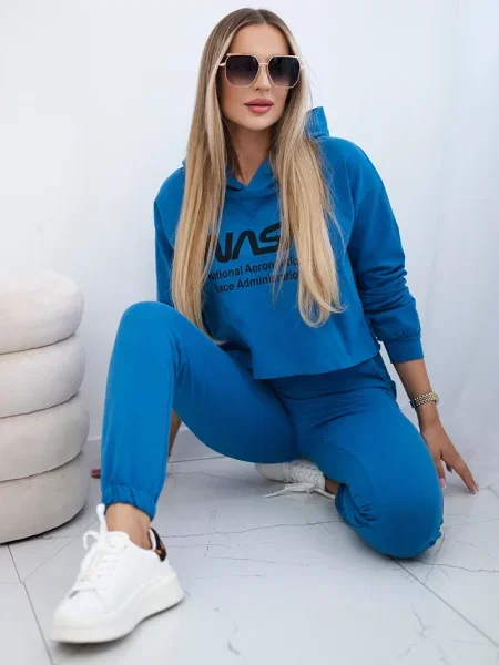 Jeansy Kesi z nadrukiem niebieskie