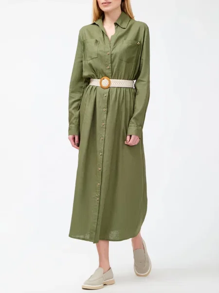 Сукня максі Just Before льон/віскоза хакі