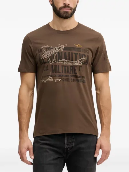 Tricou grafic Aeronautica Militare cu imagine maro