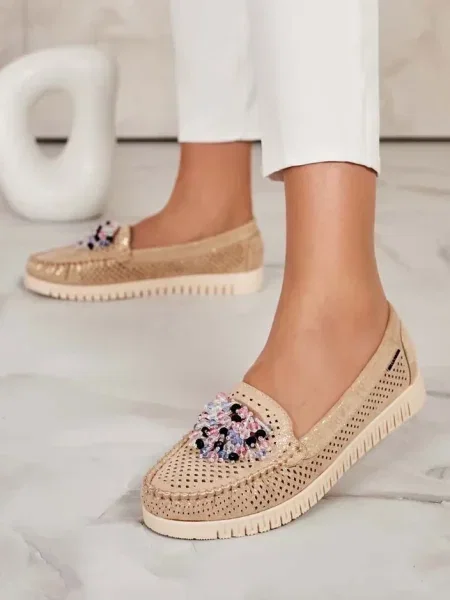 Prolamované mokasíny Resti bílé