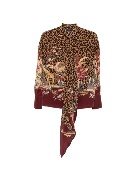 Bluză Etro cu funde cu model leopard maro