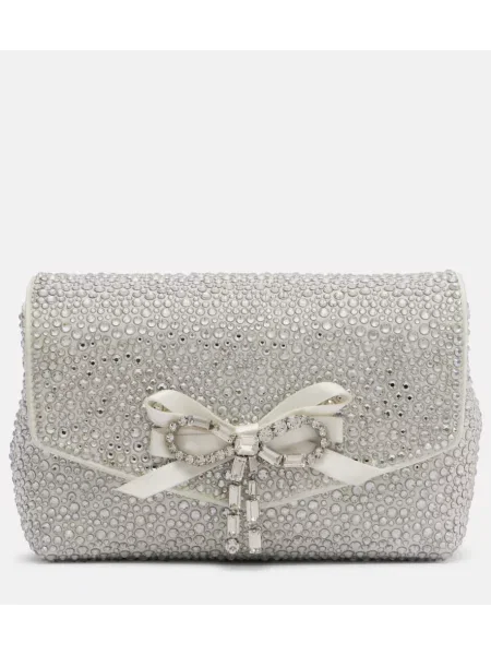 Satenska pisemska torbica Jimmy Choo z lokom bela