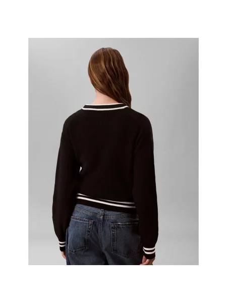 Calvin Klein Jeans Pulover / alb negru
