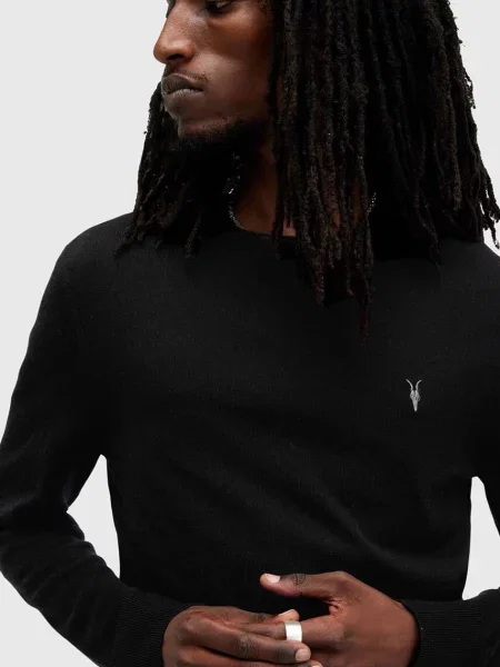 AllSaints pulover merino volna črna