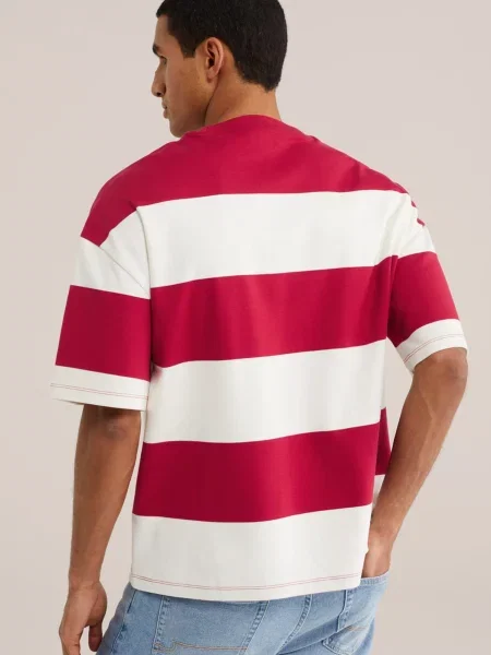 WE Fashion Tričko ohnivo červená biela