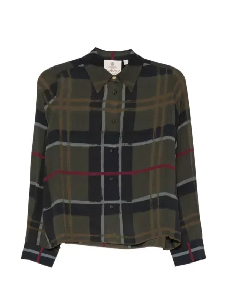 Cămașă Barbour în carouri cu imagine verde