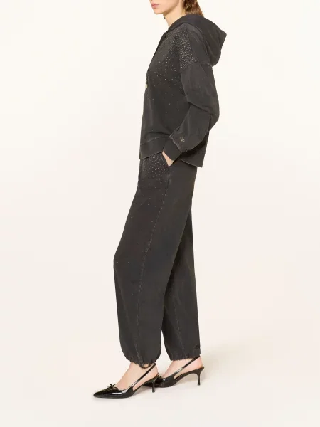 Liu Jo Spodnie Dresowe Z Kamieniami Ozdobnymi schwarz czarne