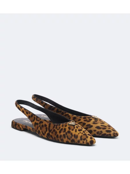 Balerini Prada cu imagine cu model leopard slingback maro