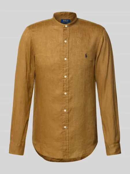 Koszula lniana o kroju slim fit ze stójką Polo Ralph Lauren