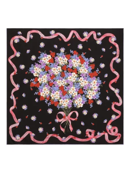 Fular Dolce & Gabbana cu model floral negru