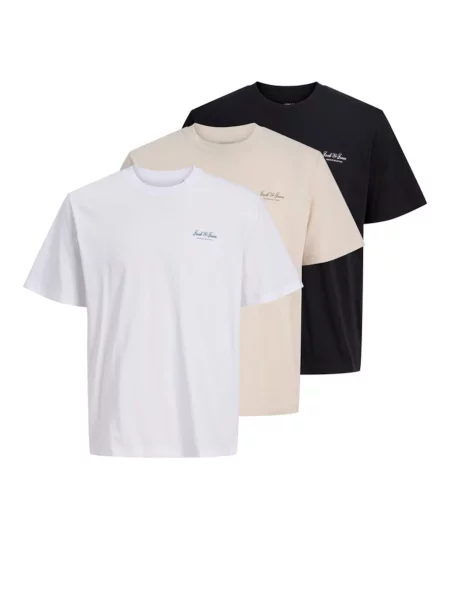 JACK & JONES Tricou JJEARCHIVE bej / negru alb