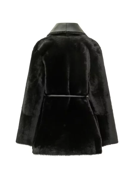 Cu centură geacă Blancha din piele de oaie negru