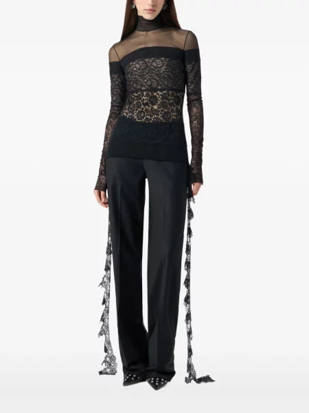 Top Blumarine transparente din dantelă negru